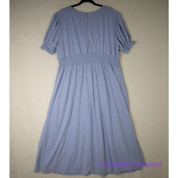Anthropologie HUTCH blue Dress scalloped elastic waistline, size 3X - Picture 9 of 16